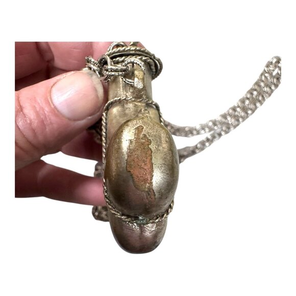 Ellen Sperry Conversation Silver Tone Genie Perfume Bottle Pendant Vtg Necklace - Picture 9 of 12